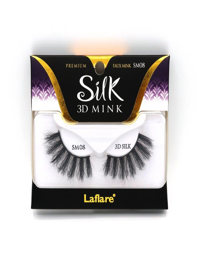 Laflare 3D SILK MINK Premium Faux Mink Eyelashes, Cat Eyes, Wispy, Fluffy, Soft as Mink, Multi-layered False Lashes (SM08) - Image 1